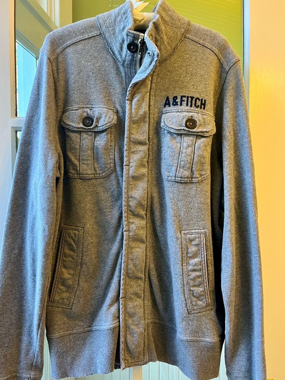 Abercrombie & Fitch Gray Zip Jacket Warm for Cold Weather Layering Men’s XXL